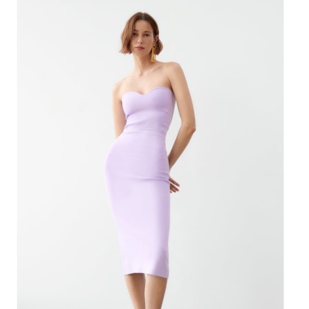 NWT zara sweetheart neckline lavender midi dress!